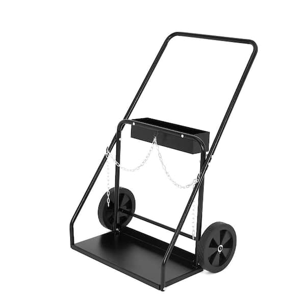 Welding Cylinder Cart,Heavy Duty Carbon Steel Oxygen Acetylene Tank Cart Rolling Welder Cart with Handle and Chains