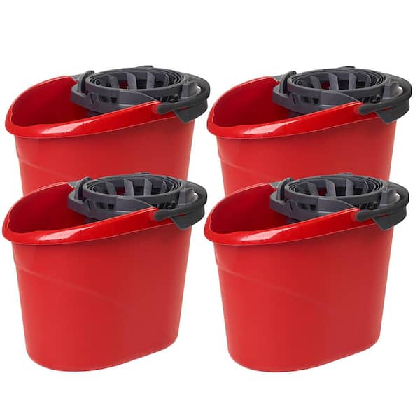 Wavebrake 4.5 Gallon Red Plastic Dirty Water Mop Bucket For Cleaning W  Handle