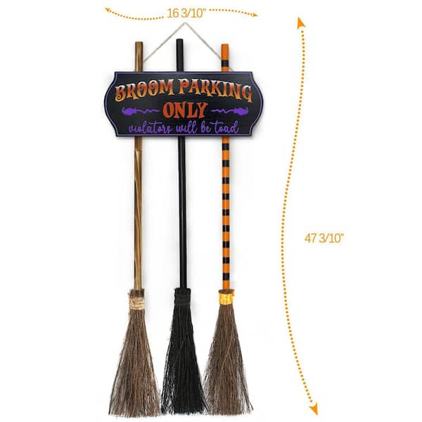 Old Salem Broom Targa in metallo di latta decorativa per Halloween, bar