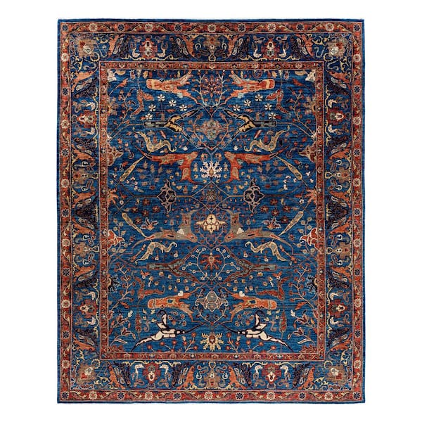 Serapi Blue 8 ft. x 10 ft. Tribal Wool Indoor Area Rug