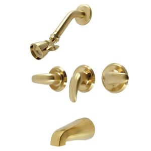 Legacy Triple Handle 1-Spray Tub and Shower Faucet 2 GPM in. Brushed Brass (Valve Included)