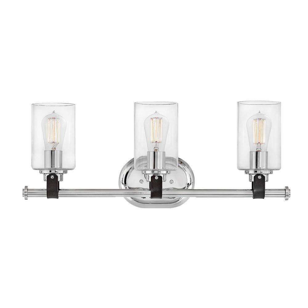 Halstead Chrome 3-Light Vanity with Clear Glass Shades