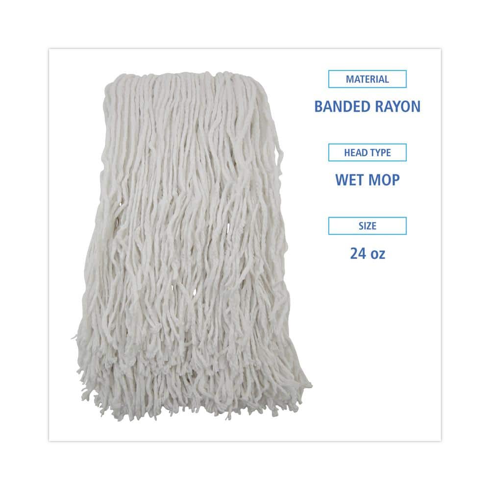 White Rayon Cut-End String Mop Head with Heavy-Duty Headband