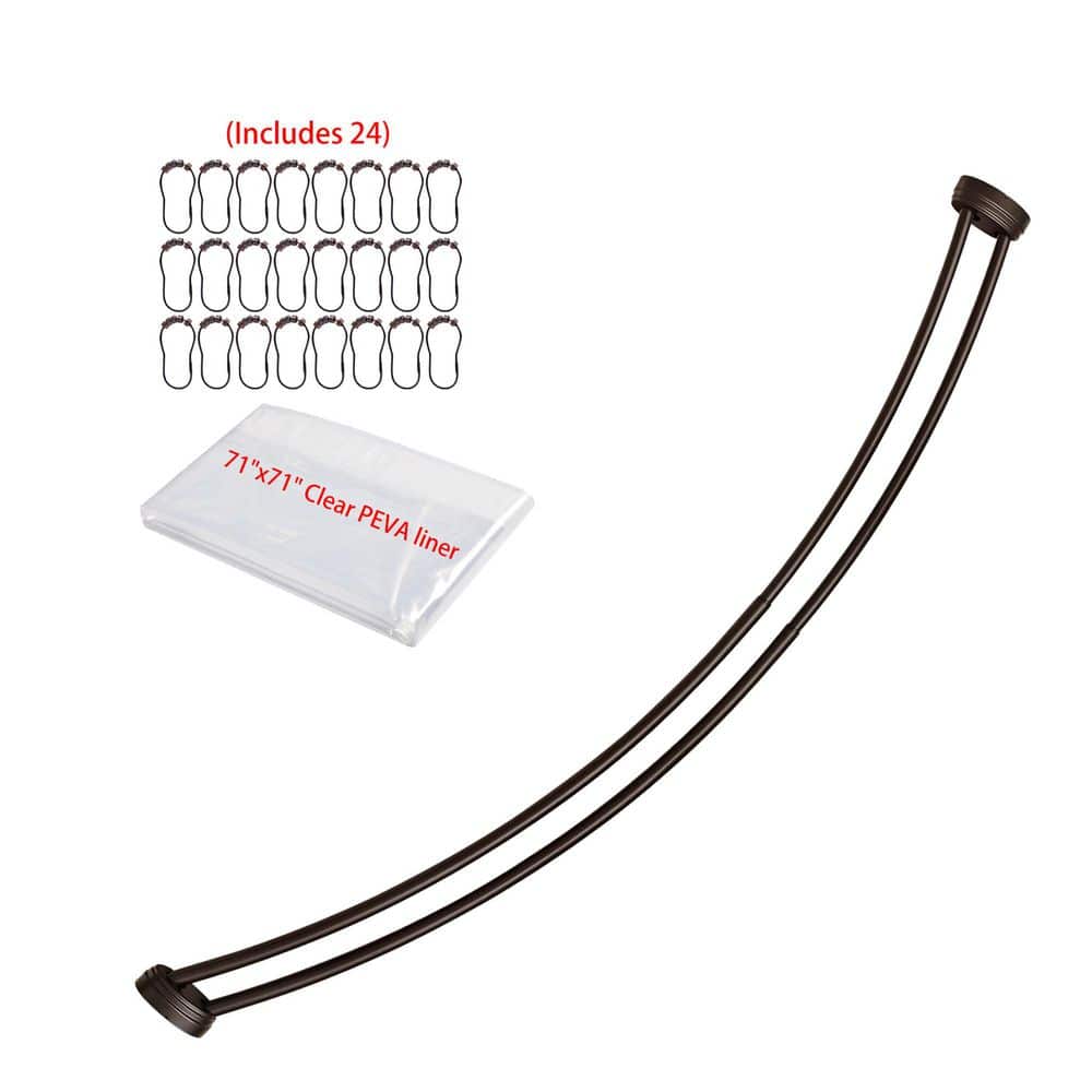NeverRust 72 in Adjustable Wall Mounted Aluminum Double Curved Shower Curtain Rod, Shower liner & Shower hooks, Bronze price history on PriceWatchPro