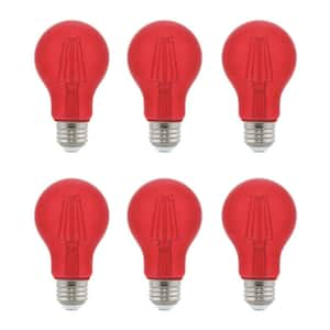 40-Watt Equivalent A19 Red E26 Edison Filament LED Light Bulb Red Light (6-Pack)