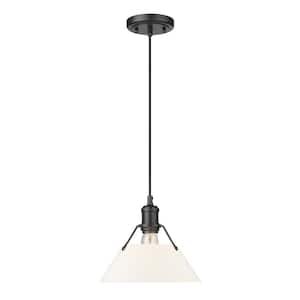 Orwell 100-Watt 1-Light Matte Black and Opal Glass Pendant Light