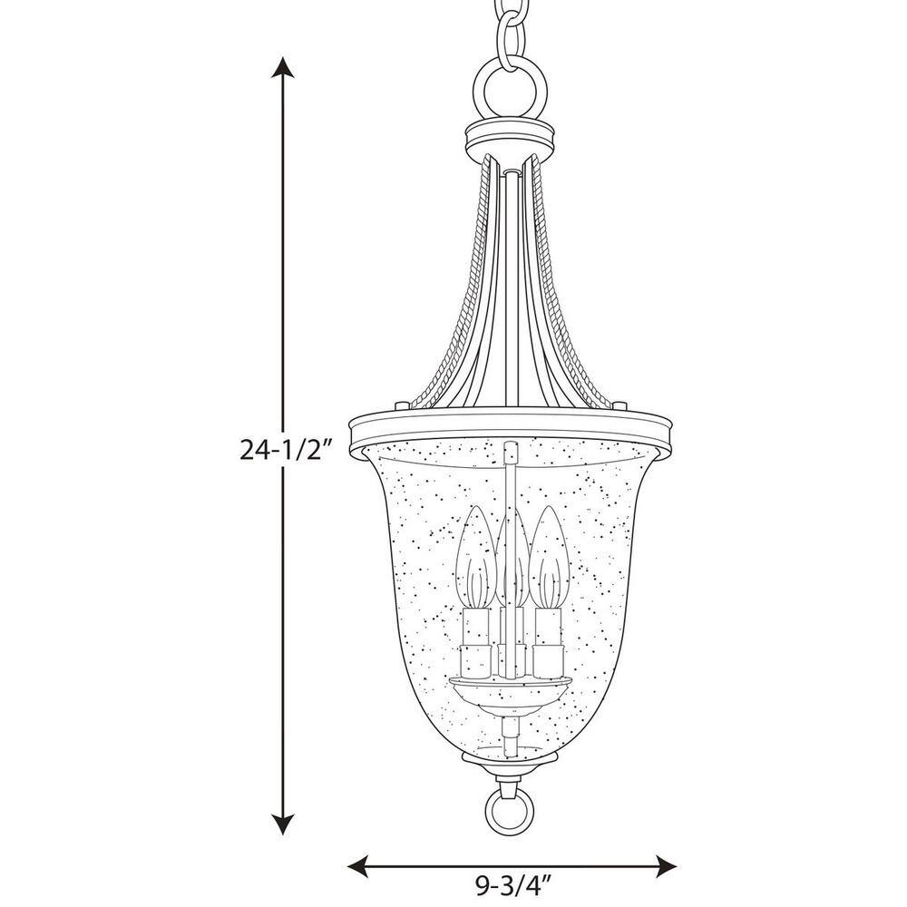 Brushed Nickel 3-Light Foyer Pendant with Seeded Glass