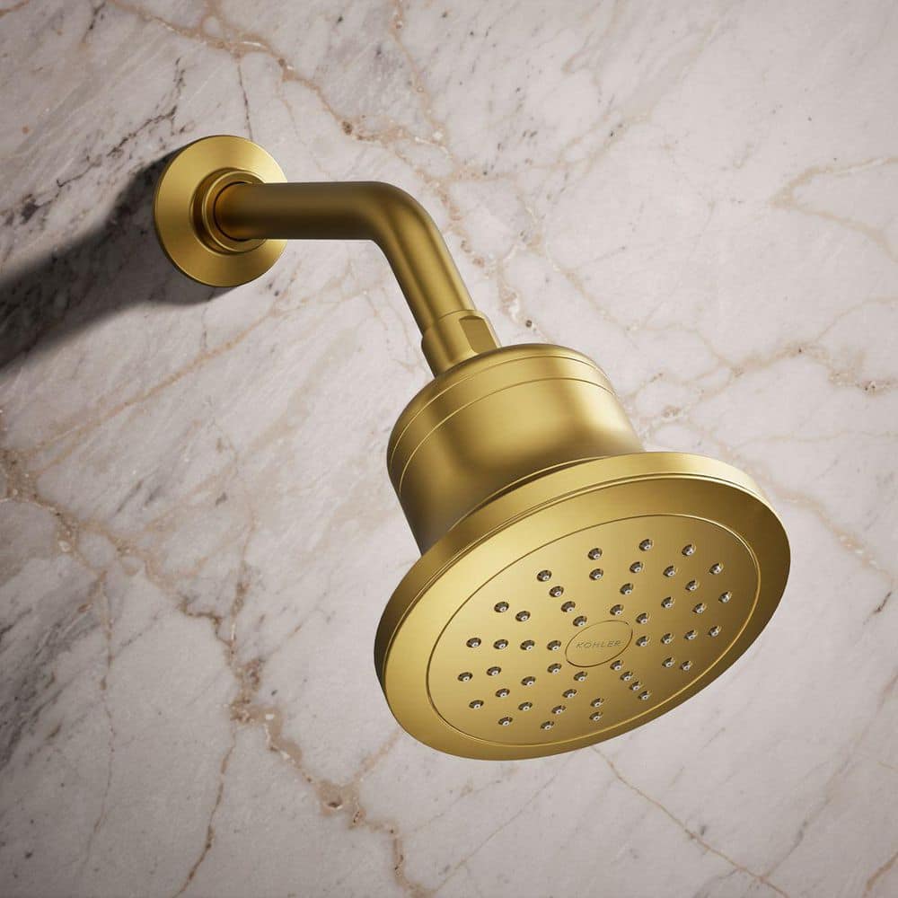 Vibrant Brushed Brass Wall Mounted Filtered Showerhead