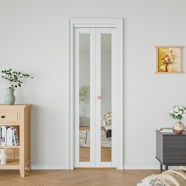 Midori　WD80EFAX③ Moristar 24 in. x 80 in. 1 Lite Mirrored Glass Solid Core White