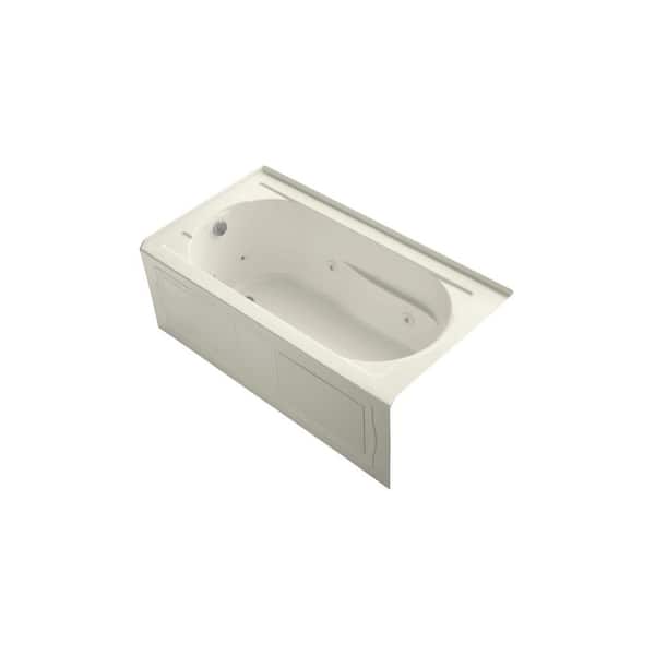 KOHLER Devonshire 60 in. Left Drain Rectangular Alcove Whirlpool Bathtub in Biscuit