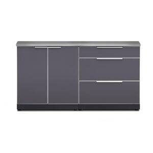 Slate Gray 3-Piece 64 in. W x 36.5 in. H x 24 in. D Outdoor Kitchen Cabinet Set with Countertop