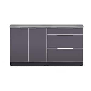 Slate Gray 3-Piece 64 in. W x 36.5 in. H x 24 in. D Outdoor Kitchen Cabinet Set with Countertop and Covers