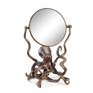Small Round Bronze Adjustable Mirror Tilting Novelty Mirror (13.5 in. H x 10 in. W)