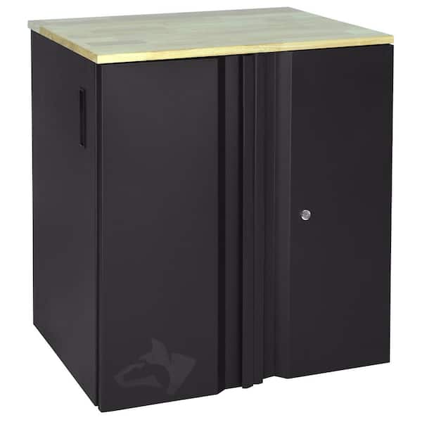 Heavy Duty  28 in. W x 32 in. H x 21.5 in. D  Welded 20-Gauge Steel 2-Door Garage Base Freestanding Cabinet in Black
