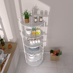 6-Tier Heavy Duty Steel Wire Corner Shelving Unit in White (18 in. W x 18 in. H x 72 in. D)