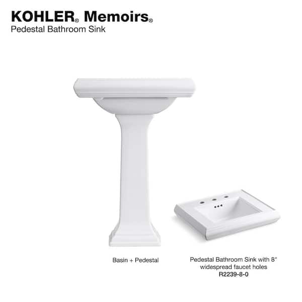 KOHLER Memoirs Ceramic Pedestal Sink Basin in White with