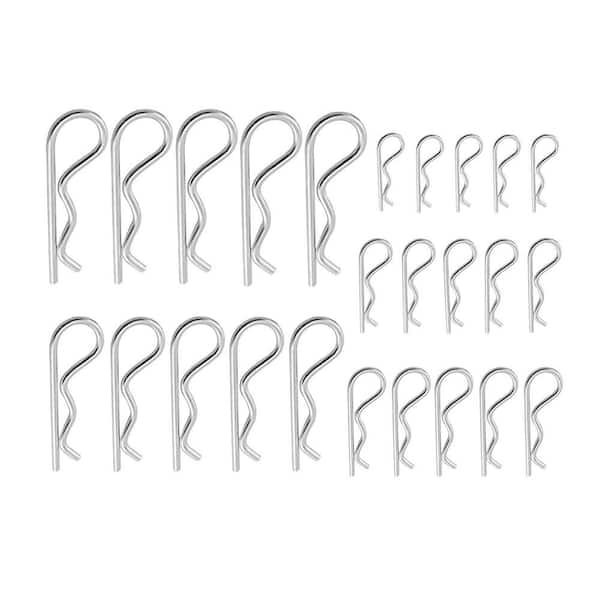 Zinc Plated Steel R Shaped Spring Cotter Pins Assortment Kit Corrosion Resistant Retaining Hair Pin (25-Pack)