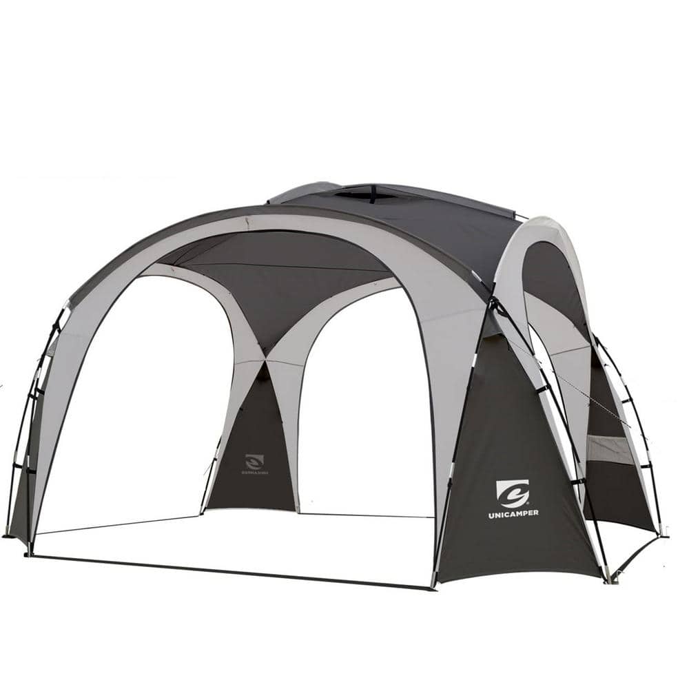 12 ft. x 12 ft. Gray Pop-Up Canopy with Side Wall, Ground Pegs, and Stabili