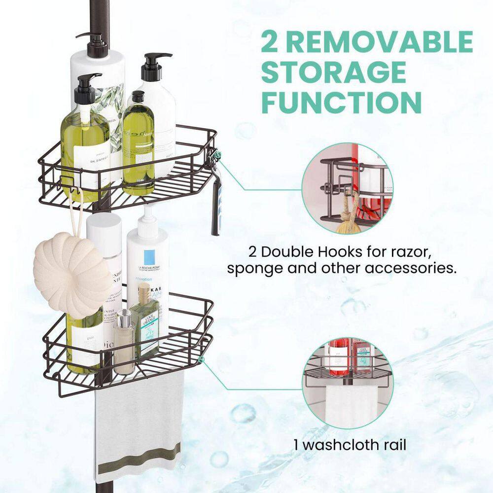 Bronze Adjustable Tension Pole Shower Caddy with 4 Shelves