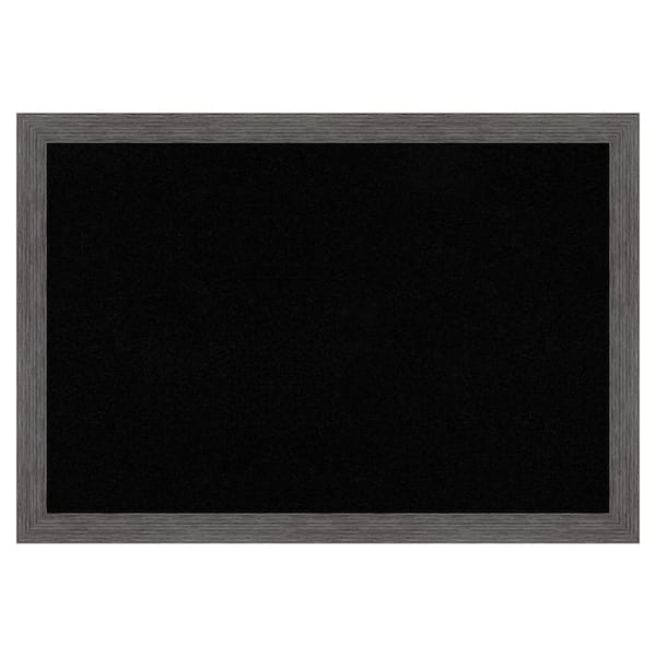 Amanti Art Pinstripe Plank Grey Thin Framed Black Corkboard 26 in. x 18 in. Bulletine Board Memo Board