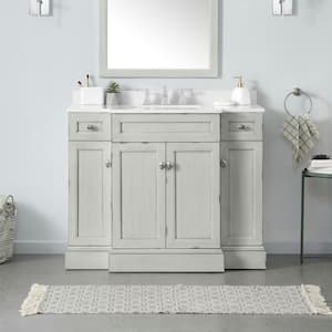 Teagen 42 in. W x 22 in. D x 34 in. H Single Sink Bath Vanity in Vintage Gray with White Engineered Stone Top