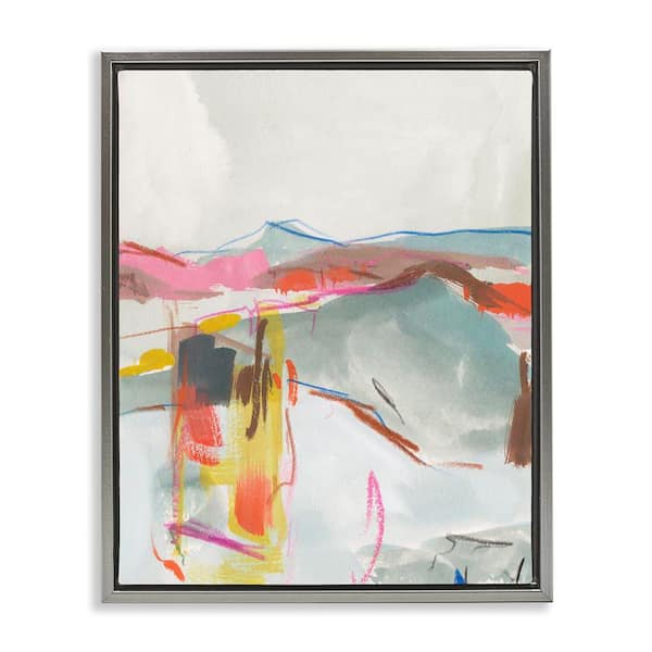 Stupell Industries Mountain Shape Impressions by Melissa Wang Gray Floater Frame Abstract Graphic Art Print 21 in. x 17 in.