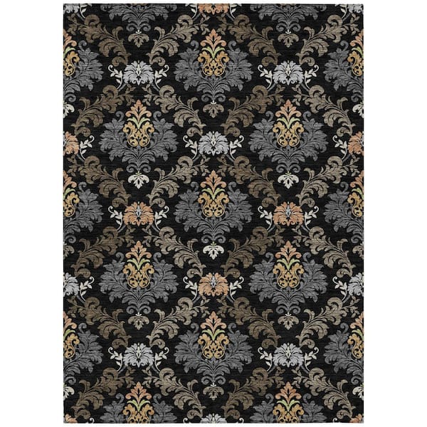 Chantille Machine Washable Indoor/Outdoor Abstract ACN2544 Black 5 ft. x 7 ft. 6 in. Area Rug