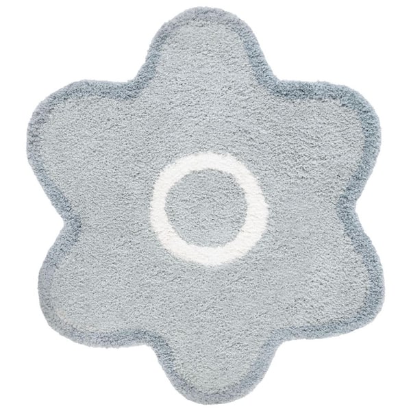 Novelty 5 ft. x 5 ft. Light Gray/Ivory Floral Specialty Area Rug
