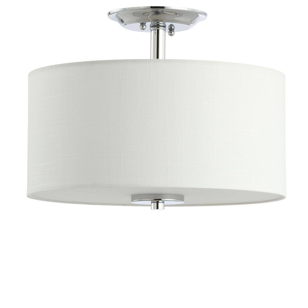 Elegant 18" Chrome Drum Semi-Flush Mount with LED Lighting