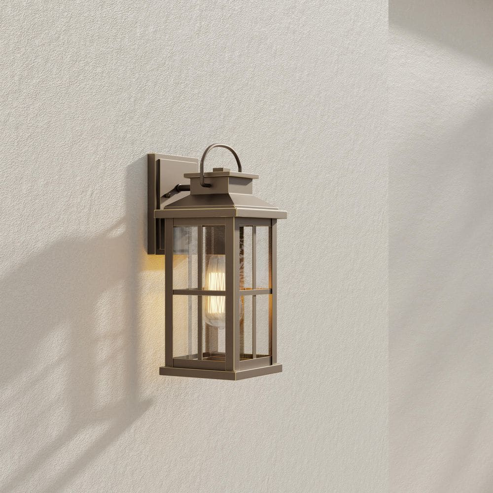 Antique Bronze Farmhouse Outdoor Wall Lantern with Clear Glass