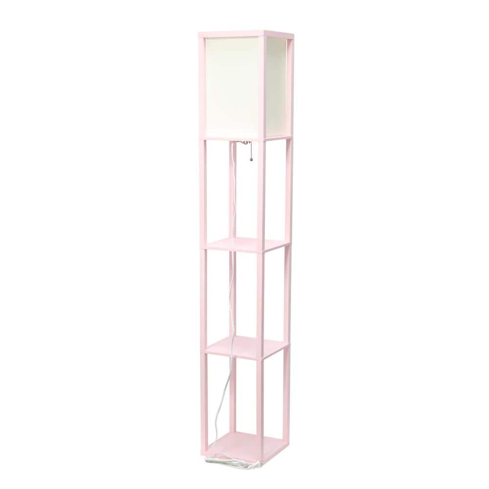 Elegant Light Pink Floor Lamp with Integrated Shelving