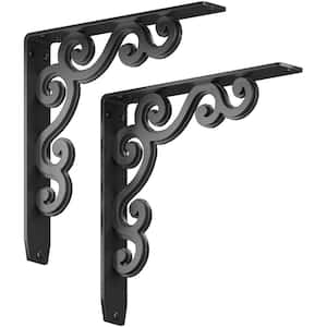 Charleston 12 in. L Black Steel Heavy Duty Shelf Bracket (2-Pack)