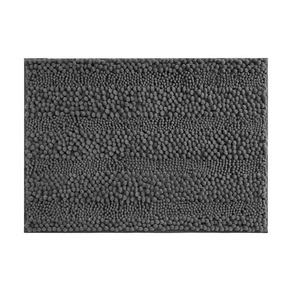 Astor with TPR Backing 20 in. x 34 in. Dark Gray Solid Color Polyester Rectangle Bath Mat