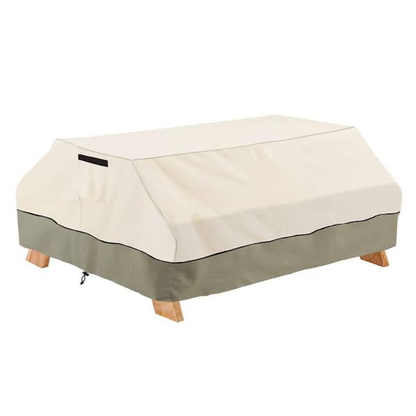 Beige Waterproof Picnic Table Cover, 600D Tough Canvas Anti-UV Outdoor Table Bench Cover for 72 in. Picnic Table