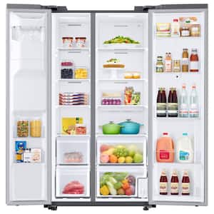 36 in. 21.5 cu. ft. Smart Side by Side Refrigerator with Family Hub in Stainless Steel, Counter Depth