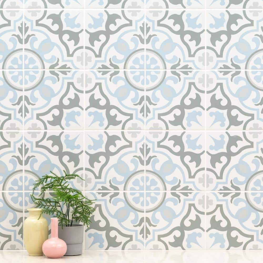 Buy Encaustic Blume 8 in. x 8 in. Matte Porcelain Patterned Look Floor ...