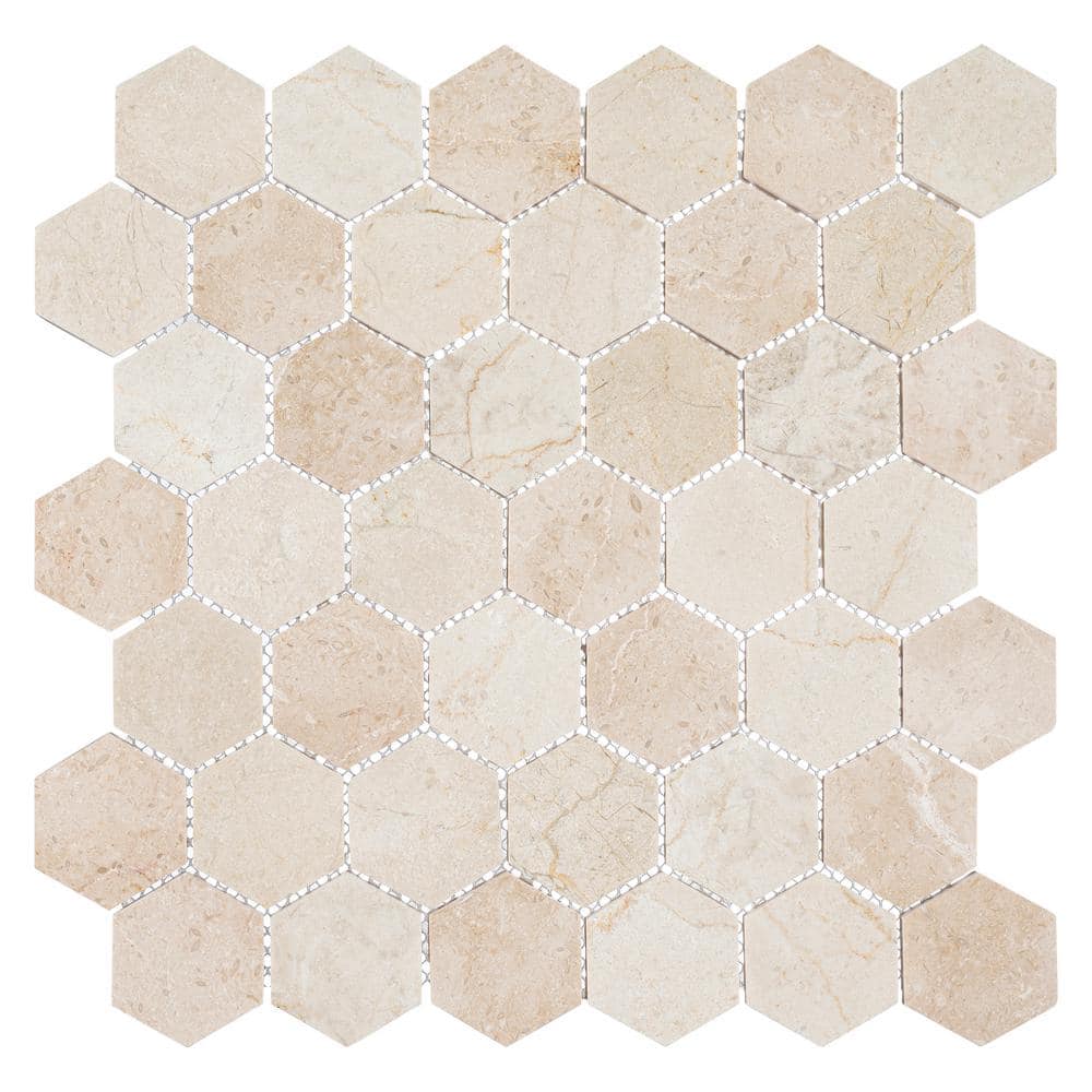 Latte Hexagon Marble Honeycomb Mosaic Tile Sheet