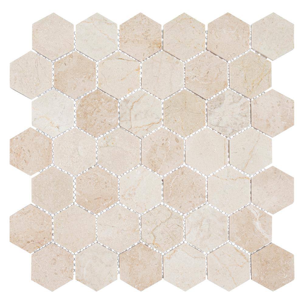 Latte Hexagon Marble Honeycomb Mosaic Tile Sheet