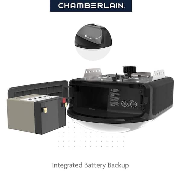 Chamberlain - 1-1/4 HP LED Smart Quiet Belt Garage Door Opener with Battery Backup