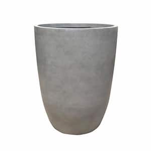 21.7''H Natural Concrete Tall Planter, Large Outdoor Indoor Decorative Pot w/Drainage Hole and Rubber Plug, Modern Round