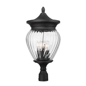 Davina 4-Light Black Aluminum Hardwired Outdoor Marine Grade Post-Light with no bulbs included