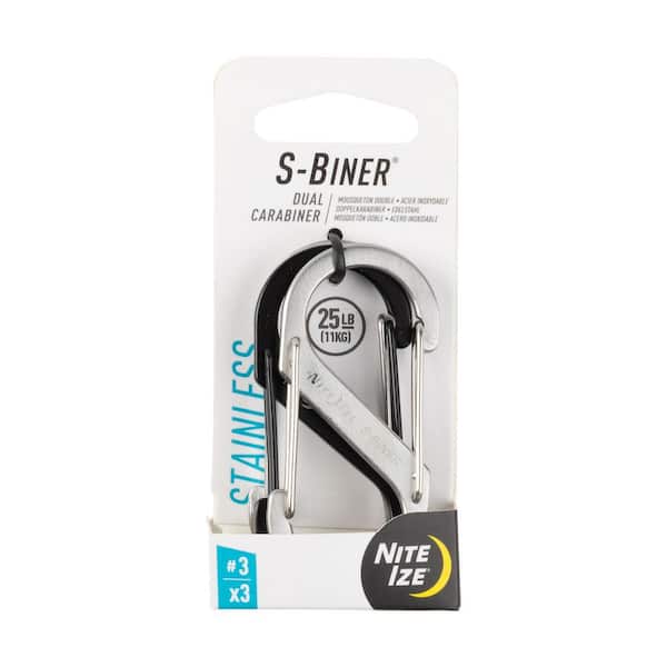 Nite Ize S-Biner Stainless Steel Dual Carabiner #3 in Stainless/Black (3-Pack)