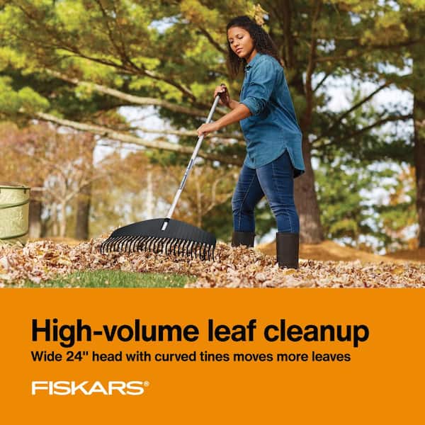 67 in. Lightweight Aluminum Handle Leaf Rake and Leaf Bag