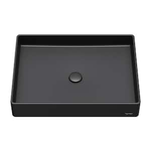 SQS500 23-5/8 in. Quartz Rectangular Vessel Bathroom Sink in Black