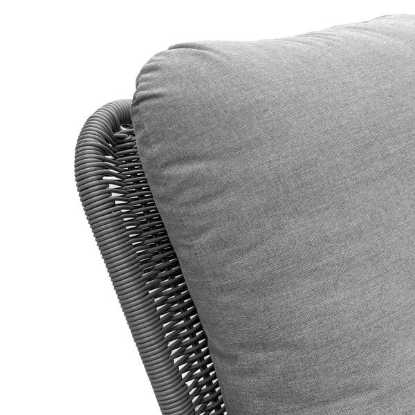 Gray Wicker Contemporary Outdoor Rocking Chair with Soft. Gray
