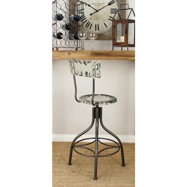 Litton Lane 41 in. Beige Metal Bar Stool with Backrest