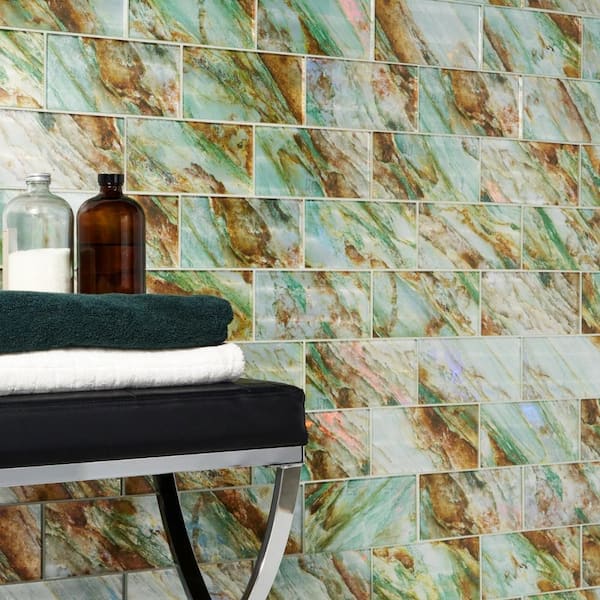 Wonder Glass Emerald 4.37 in. x 8.74 in. Polished Glass Wall Tile (5.3 sq. ft./Case)