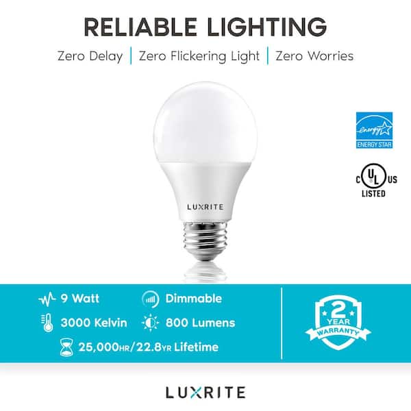 60-Watt Equivalent A19 Dimmable LED Light Bulb Enclosed Fixture Rated 3000K Warm White (6-Pack)
