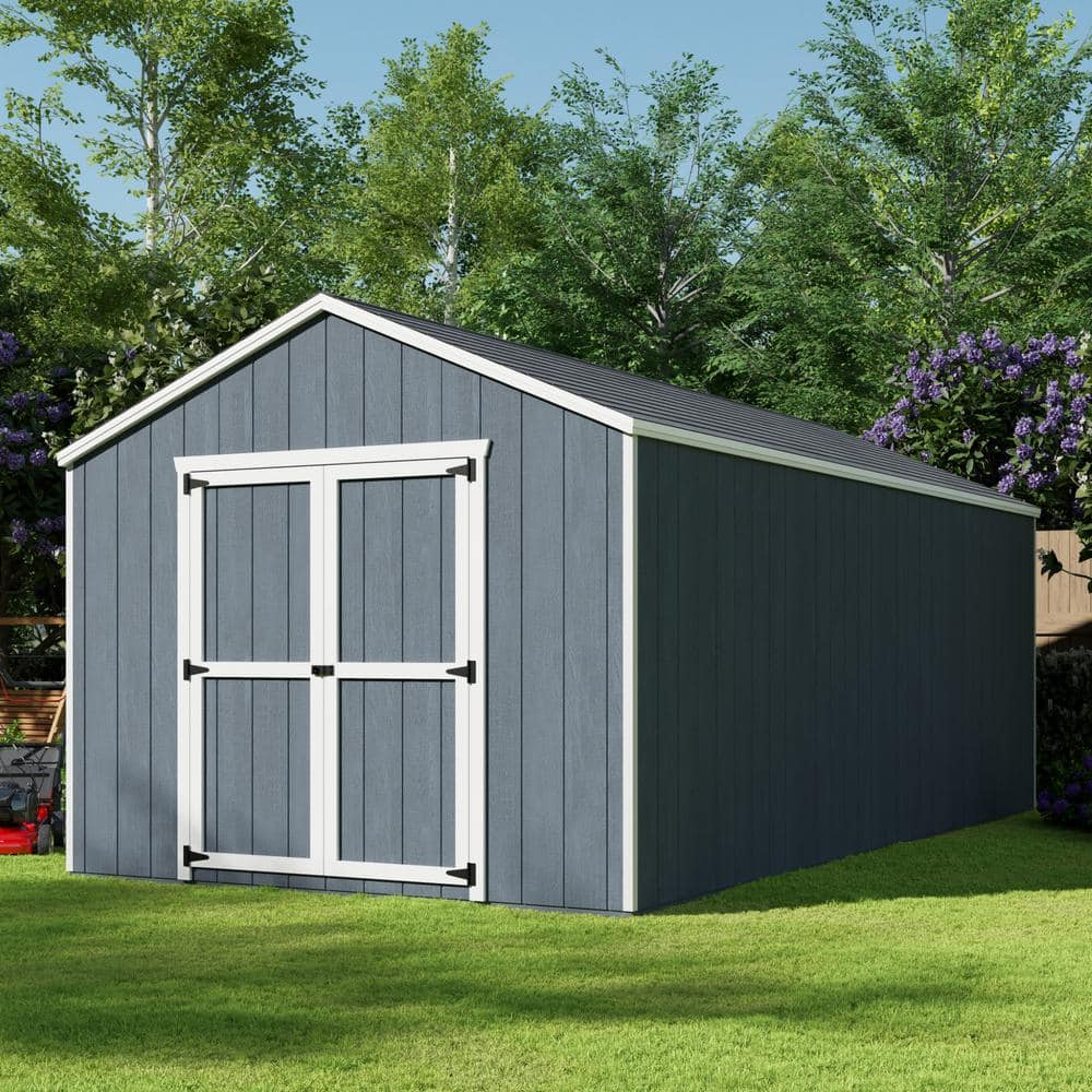 10' x 20' Gray and White Wooden Outdoor Storage Shed Kit