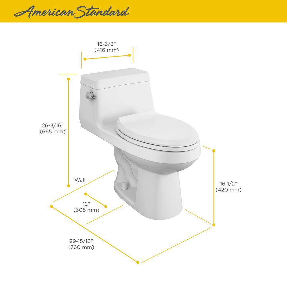 White Elongated High Efficiency One-Piece Toilet with Seat